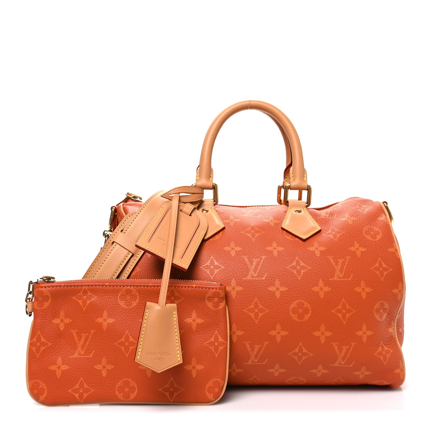 Louis Vuitton Calfskin Monogram Speedy P9 Bandouliere 30 Ocre 2 of 10