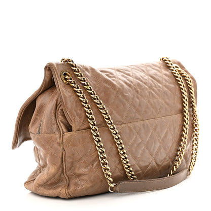 Chanel Crumpled Caviar Quilted Large Shiva Flap Beige 3 of 12