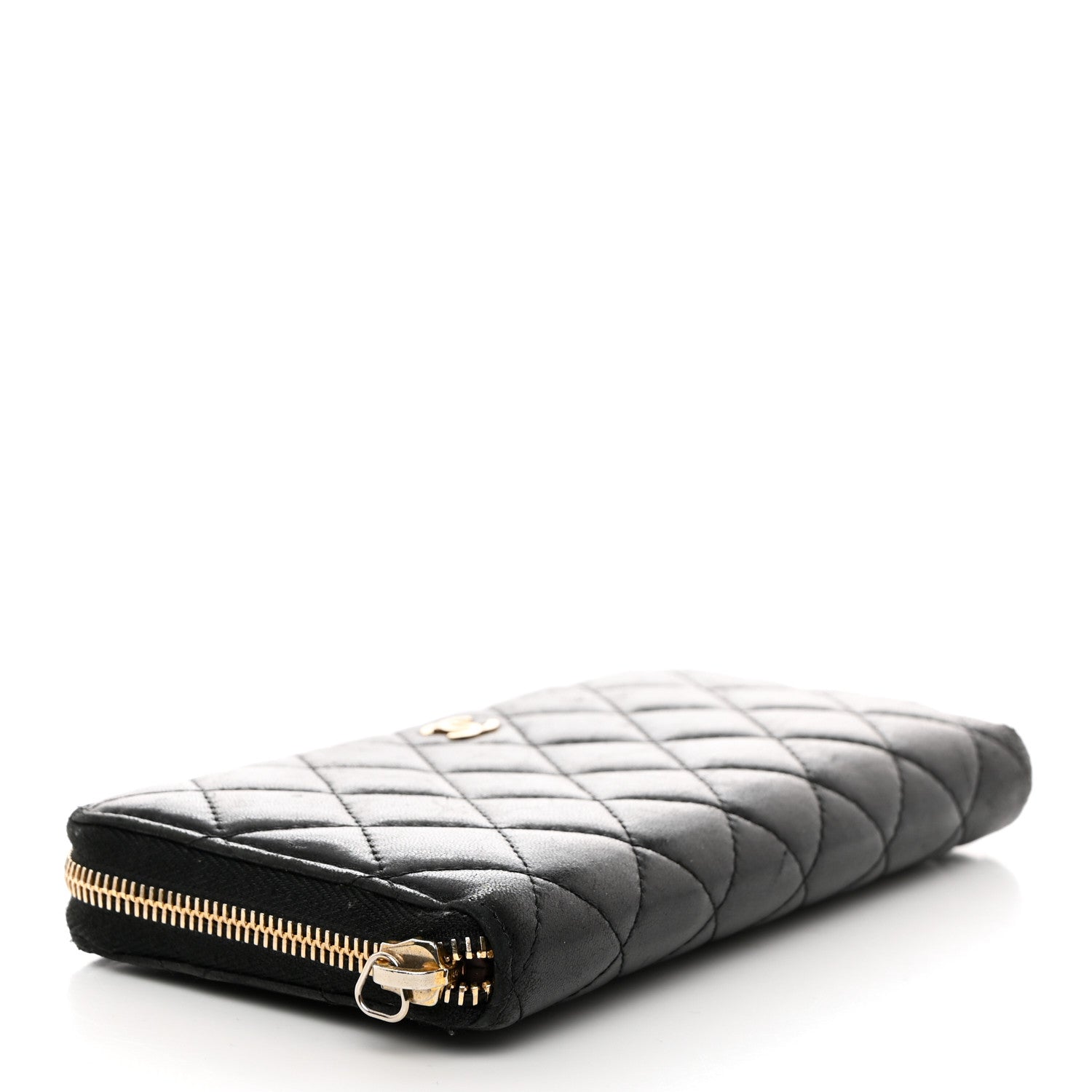 Chanel Lambskin Quilted Large Gusset Zip Around Wallet Black 4 of 8