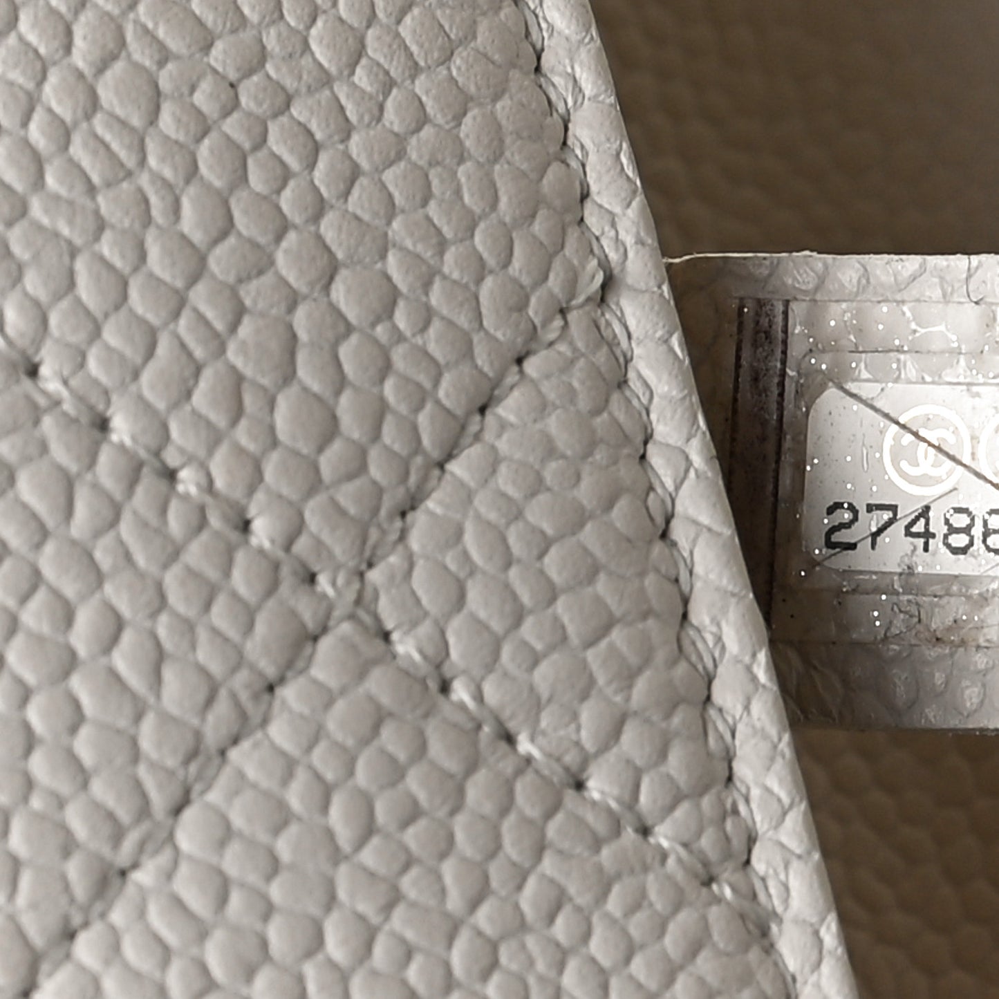 Grained Calfskin Small Stitched Flap White