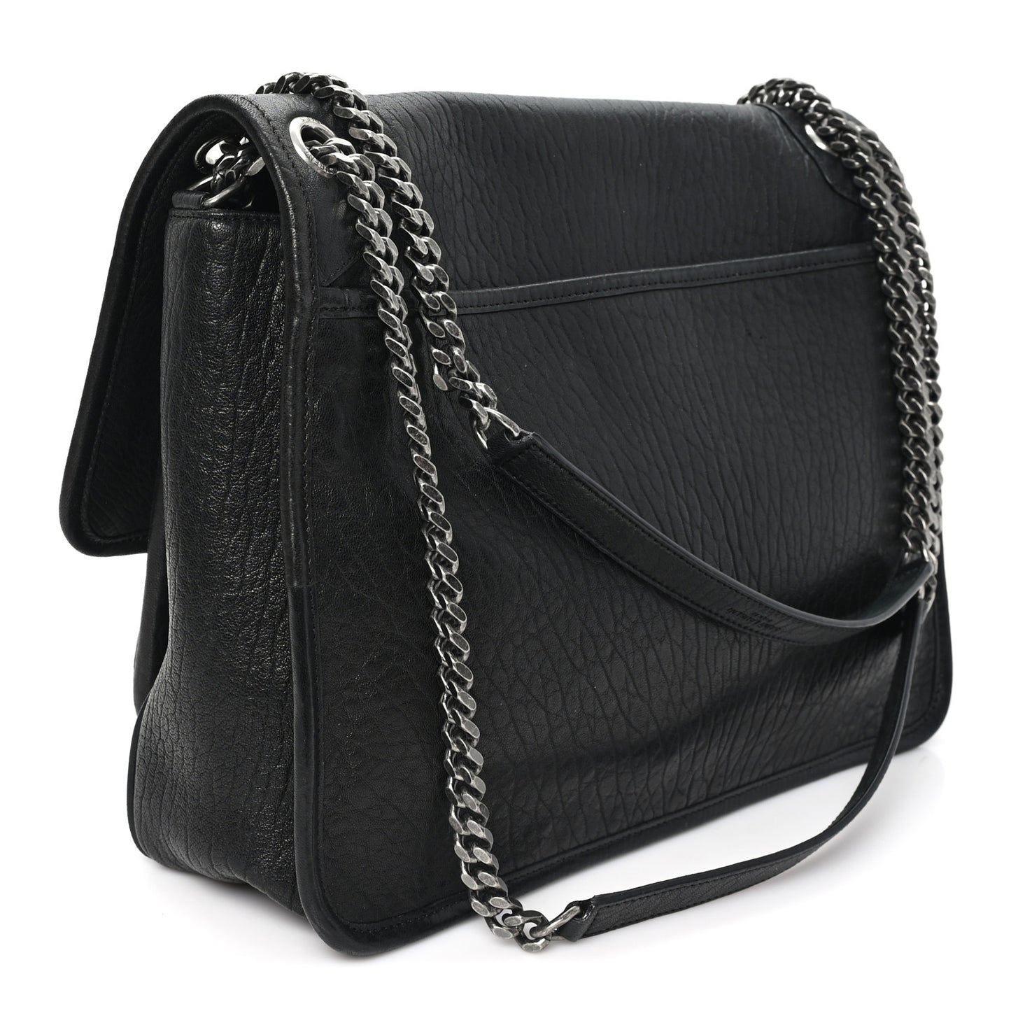 Grained Lambskin Monogram Large Niki Chain Satchel Black