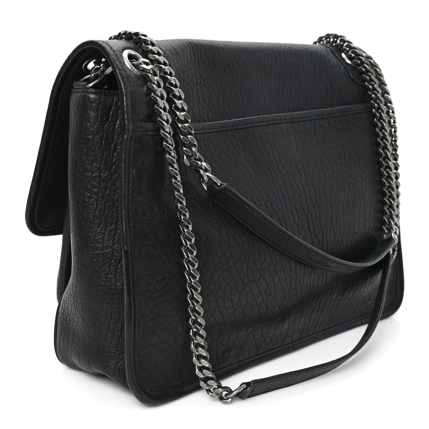 Saint Laurent Grained Lambskin Monogram Large Niki Chain Satchel Black 3 of 10