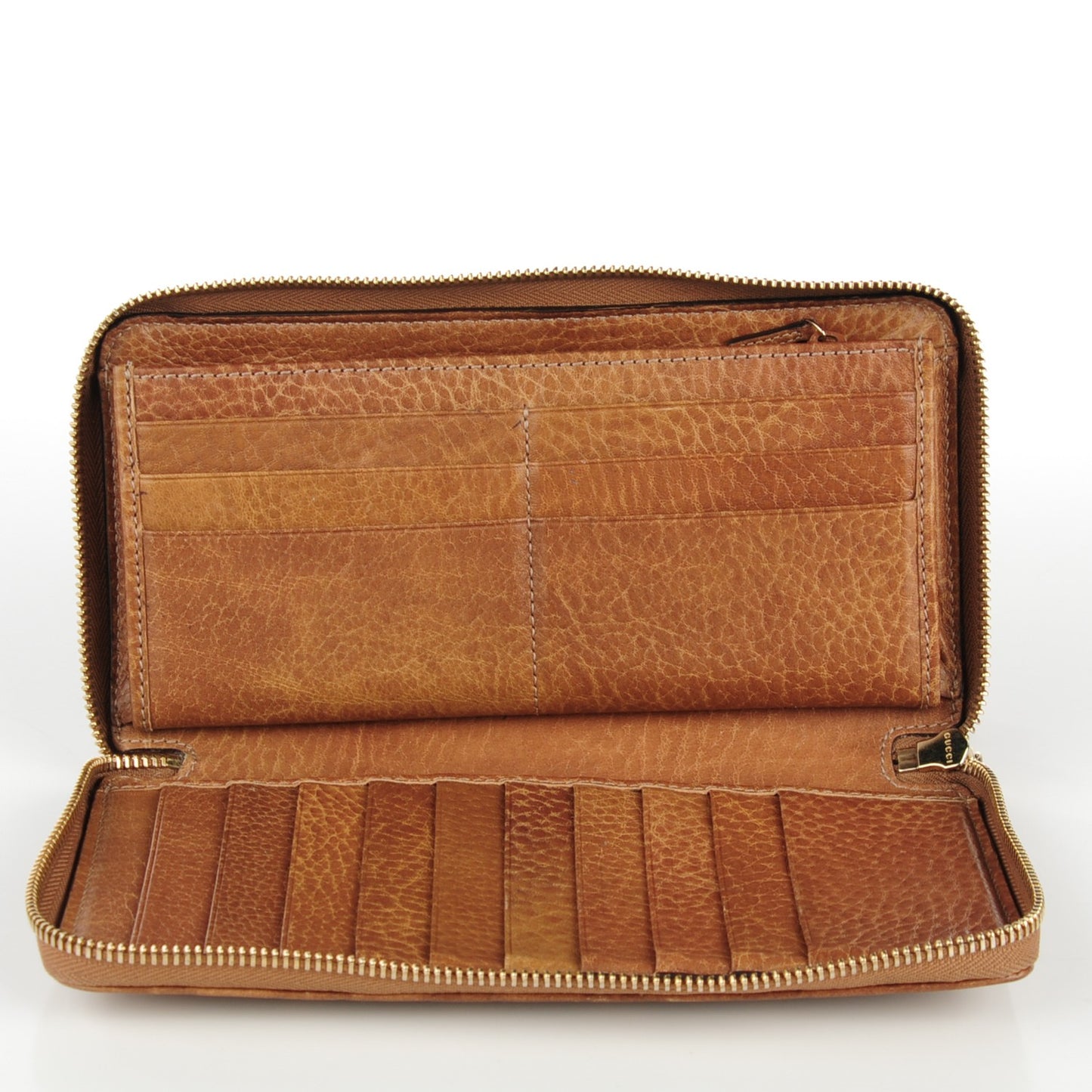 Guccissima Bamboo Tassel Zip Around Wallet Natural Brown