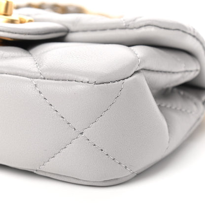 Chanel Calfskin Quilted Lady Handle Flap Card Holder With Chain Grey 10 of 10