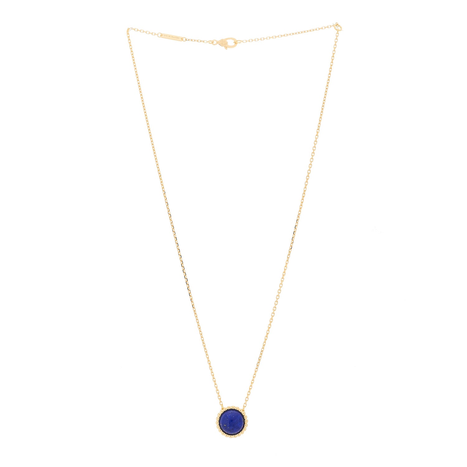 Van Cleef & Arpels 18K Yellow Gold Lapis Lazuli Perlee Couleurs Pendant Necklace 3 of 6