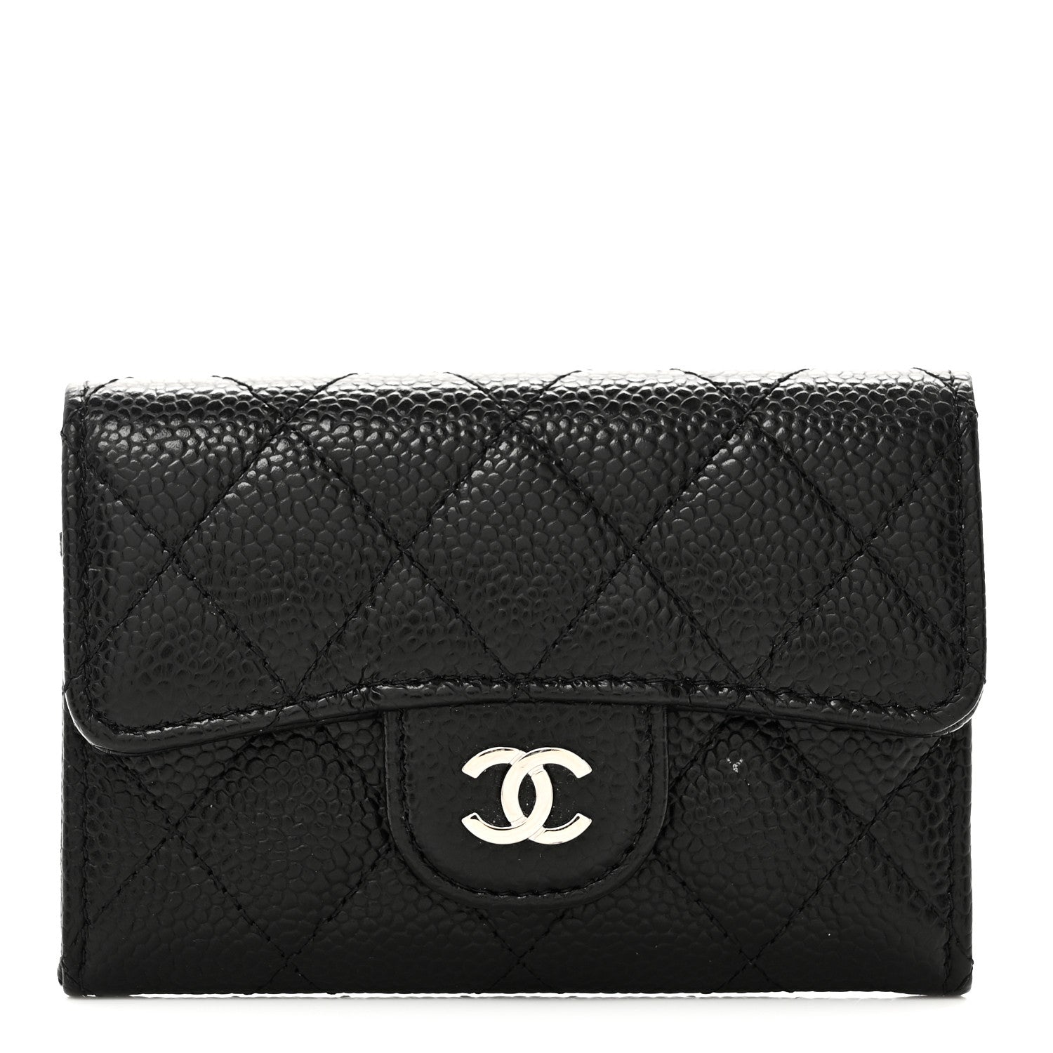 Chanel Caviar Quilted Flap Card Holder Wallet Black 1 of 9