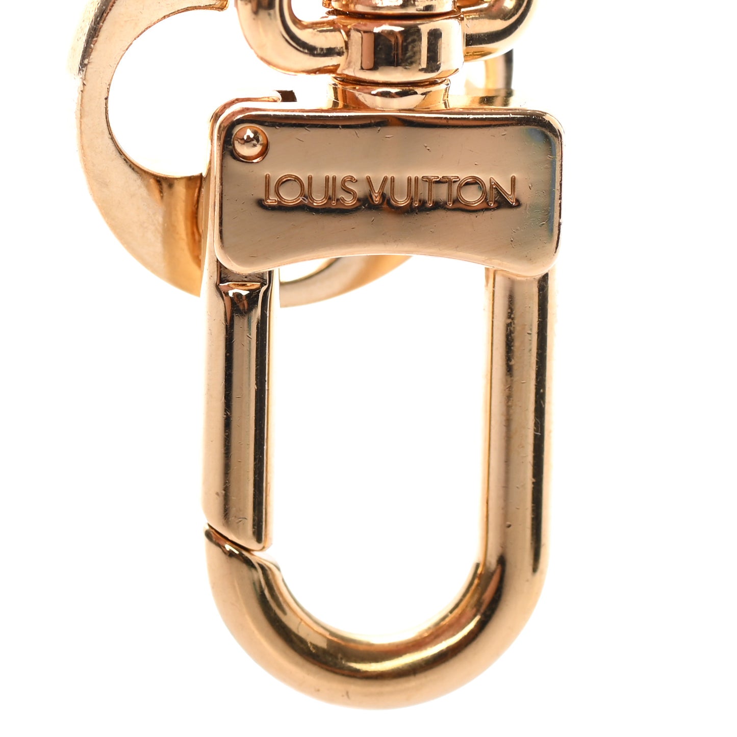 Brass Enamel Fleur De Monogram Bag Charm Chain Gold