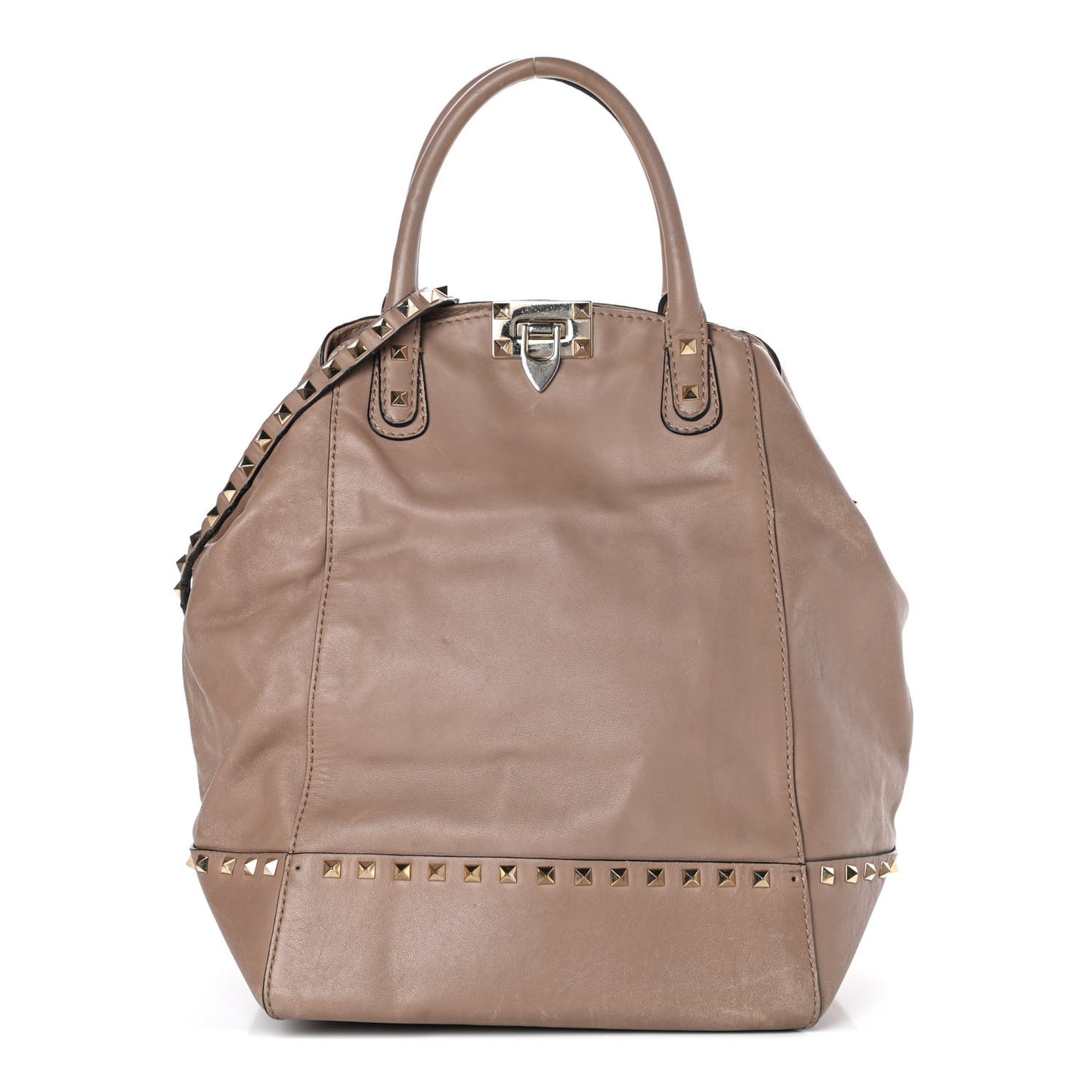 Calfskin Rockstud New Dome Bucket Tote Poudre