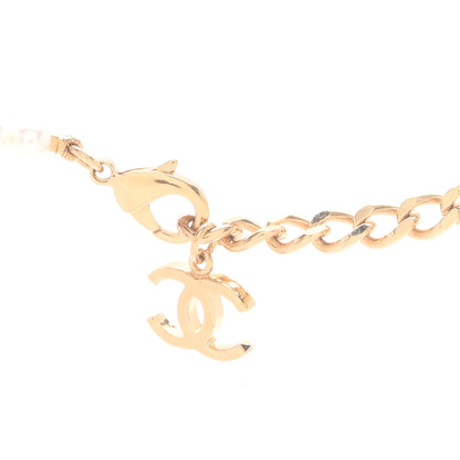 Chanel Metal Marble CC Chain Choker Necklace Gold White Gray 5 of 6