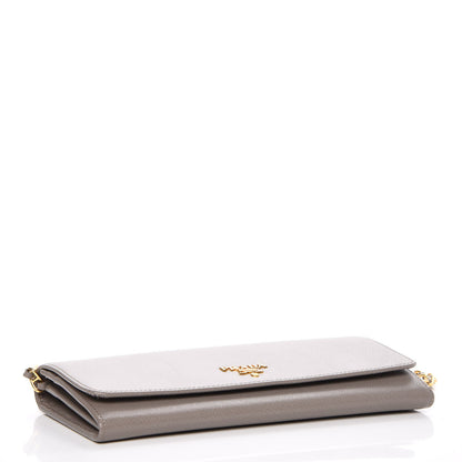 Prada Saffiano Metal Oro Chain Wallet Argilla 4 of 7