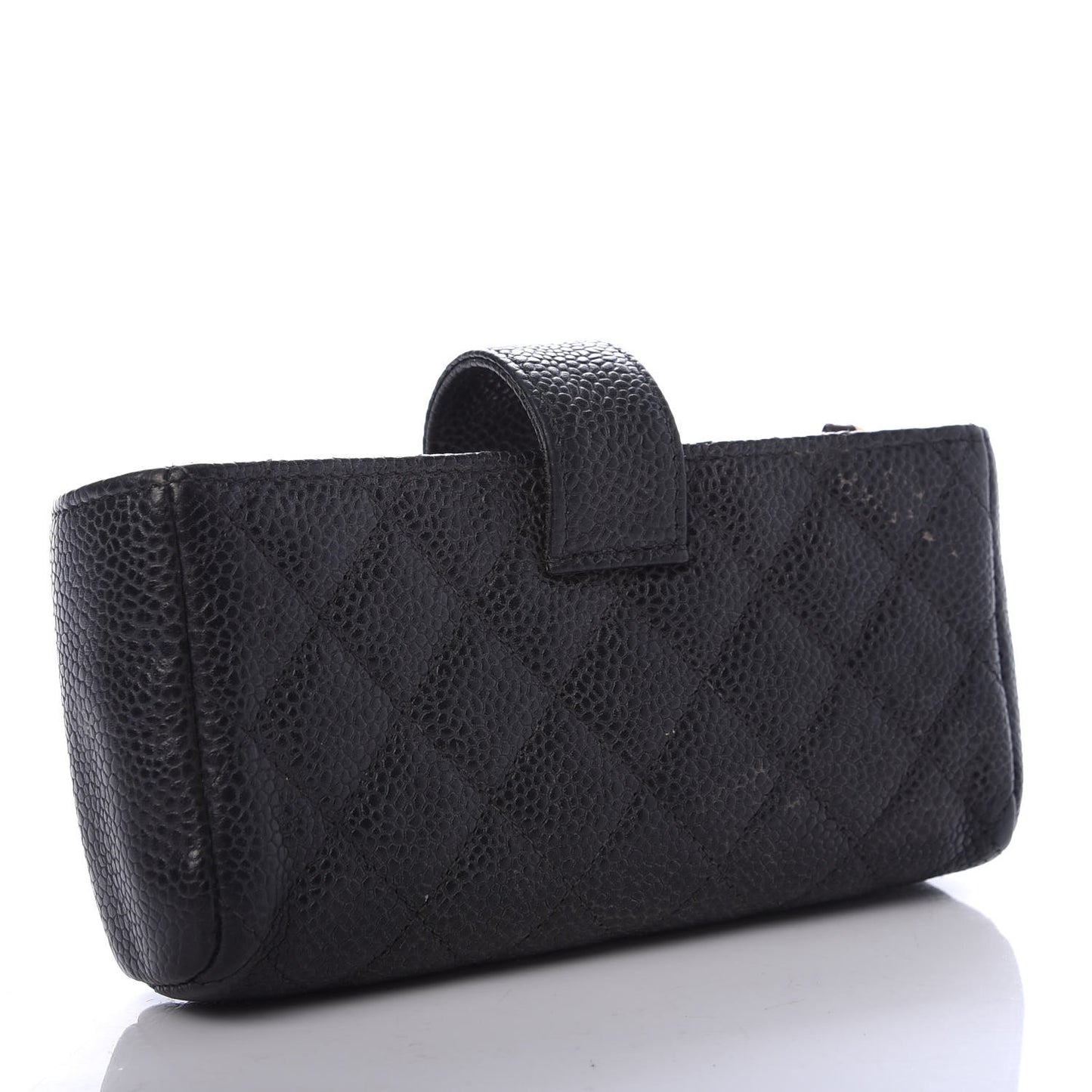 Caviar Quilted Mini Phone Holder Clutch Black