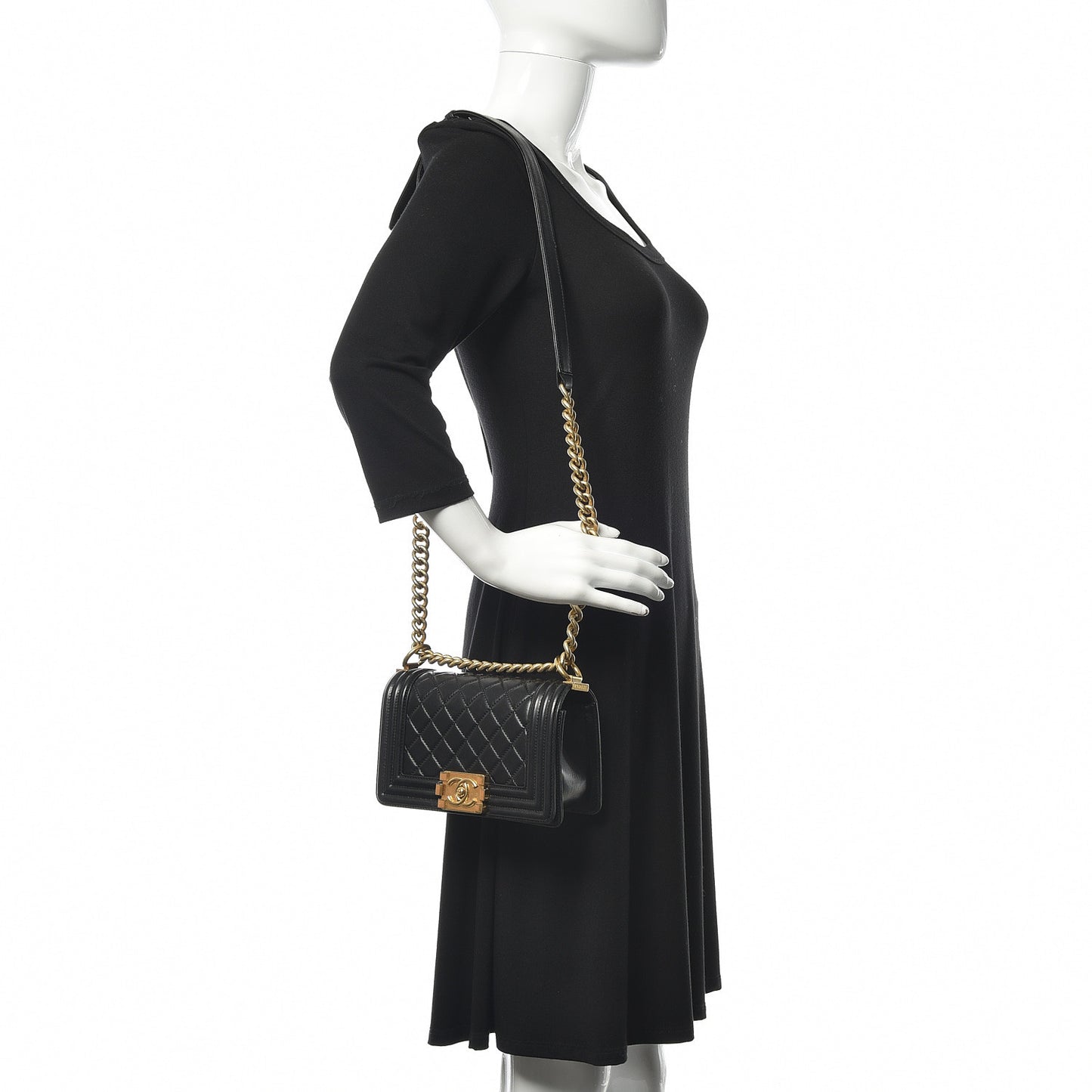 Lambskin Quilted Small Boy Flap Black