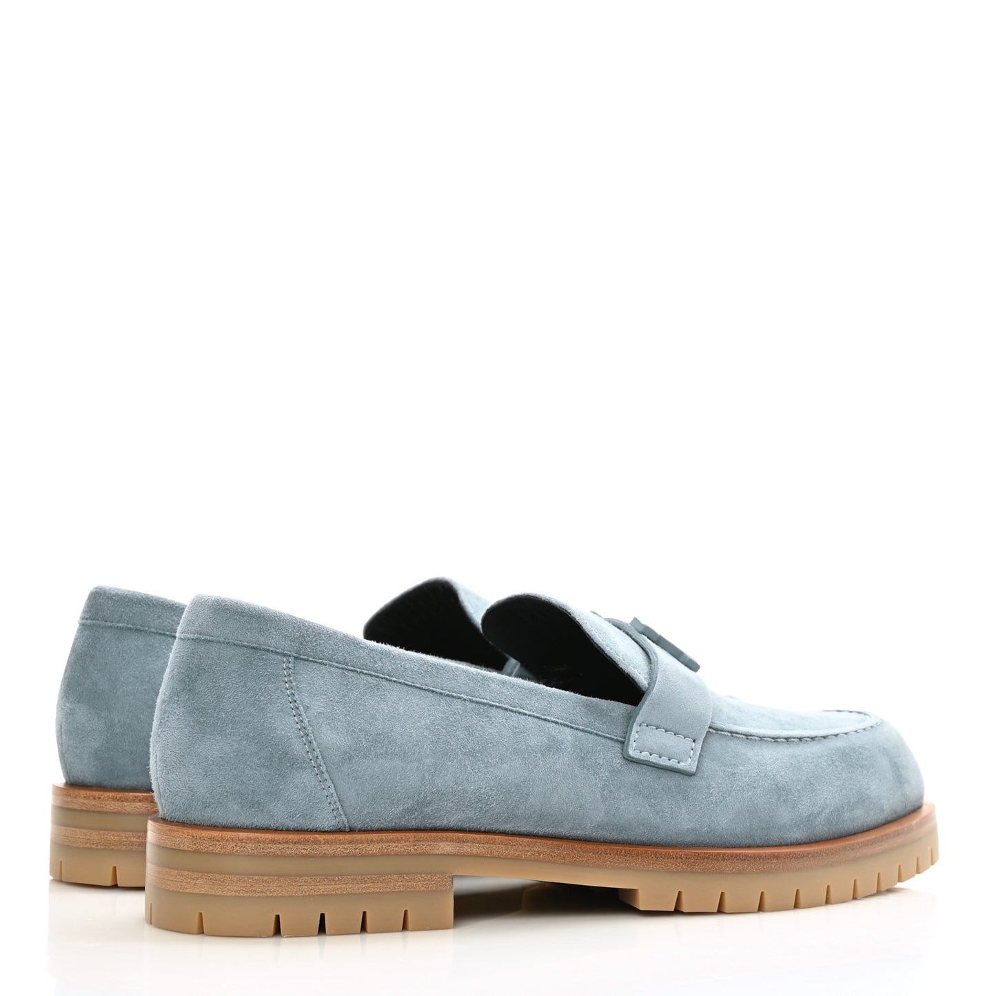 Suede Goatskin Womens Faubourg Loafers 37.5 Bleu Pinede