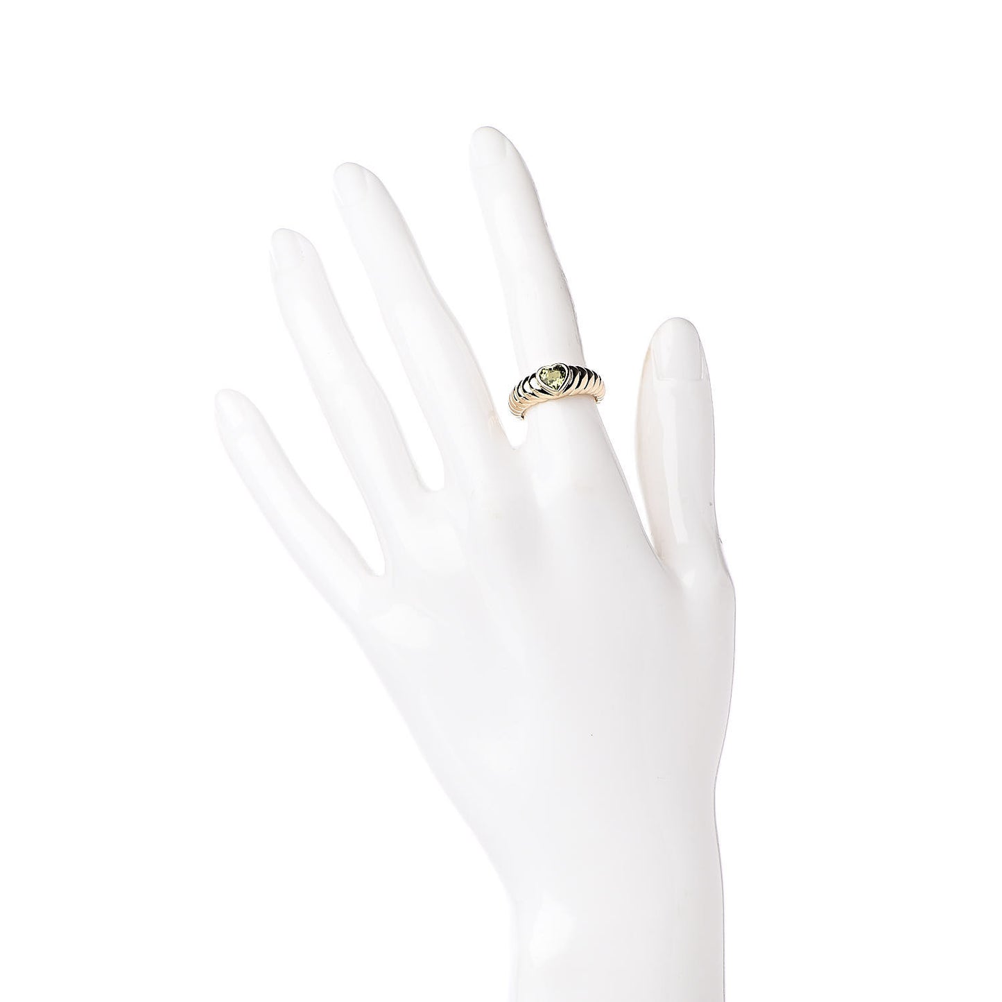 18K Yellow Gold Peridot Heart Ring 49 5