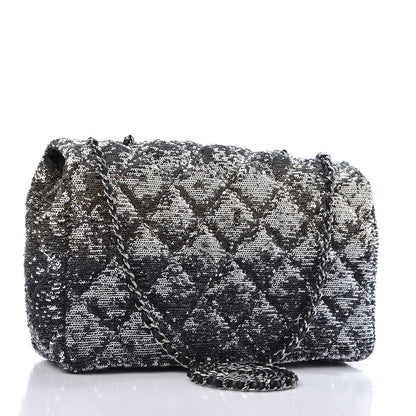 Chanel Sequin Quilted Ombre Medium Single Flap Dark Grey Gold 3 of 10