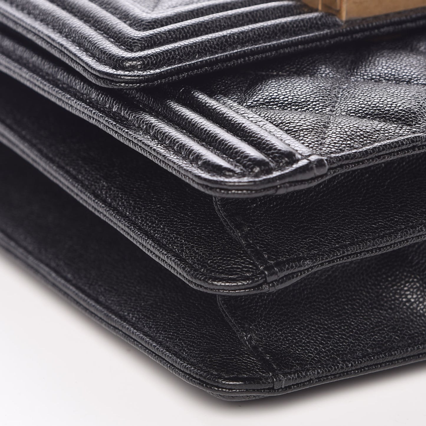 Caviar Quilted North South Boy Flap Black