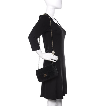 Chanel Velvet Quilted Mini Rectangular Pearl Crush Flap Black 2 of 11