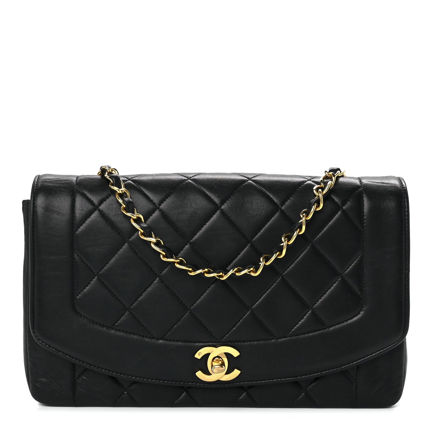 Lambskin Quilted Medium Single Flap Black