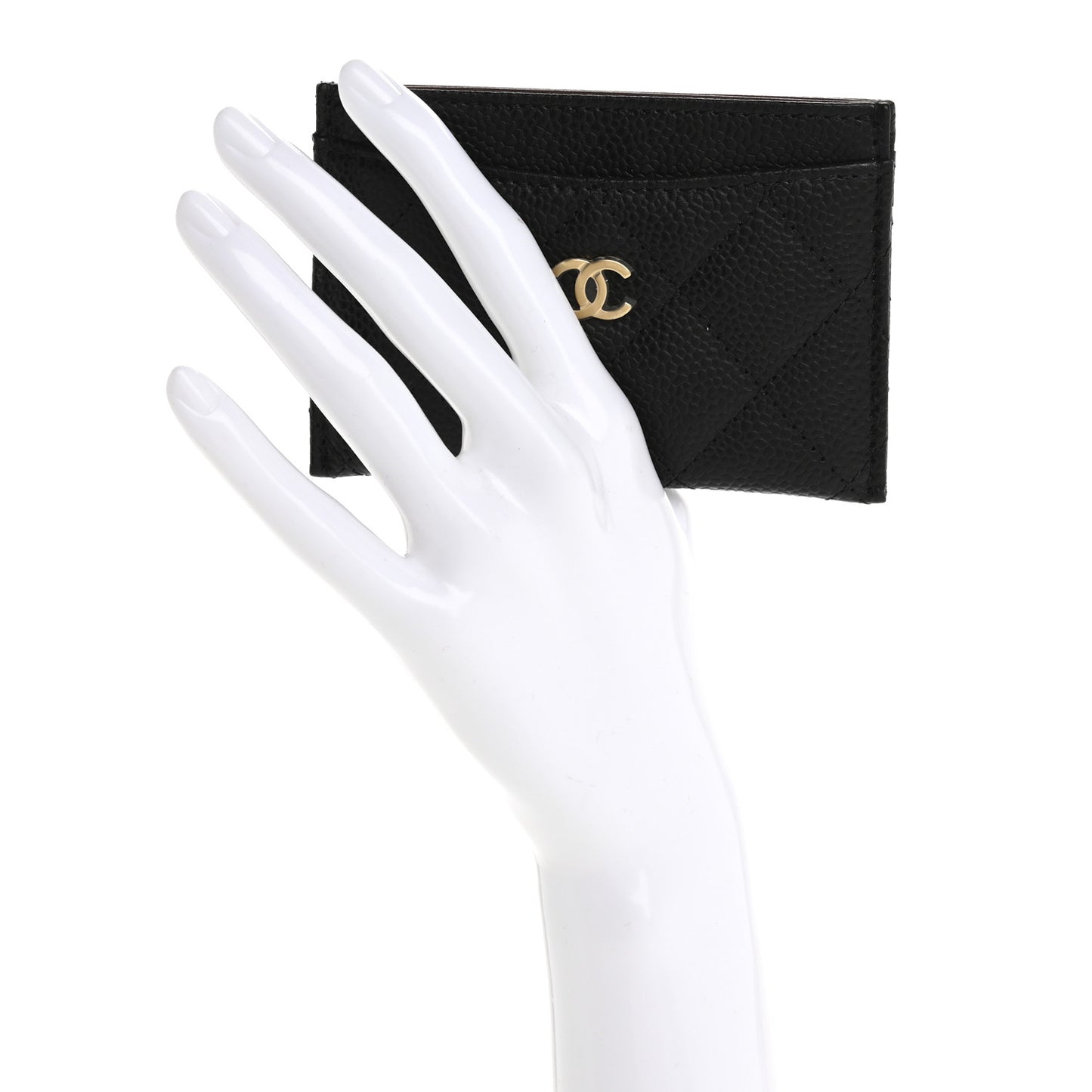 Caviar Quilted Card Holder Black