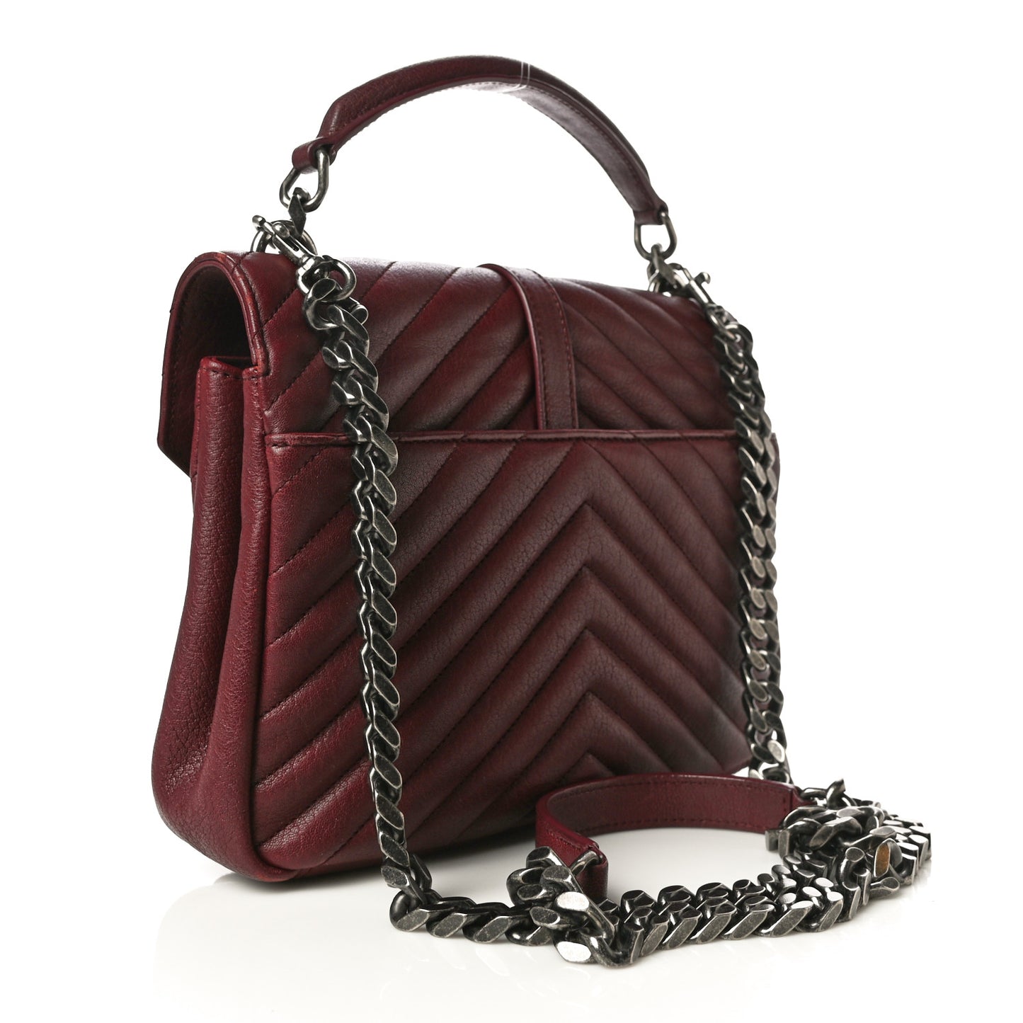 Sheepskin Matelasse Chevron Monogram Medium College Bag Rouge Legion