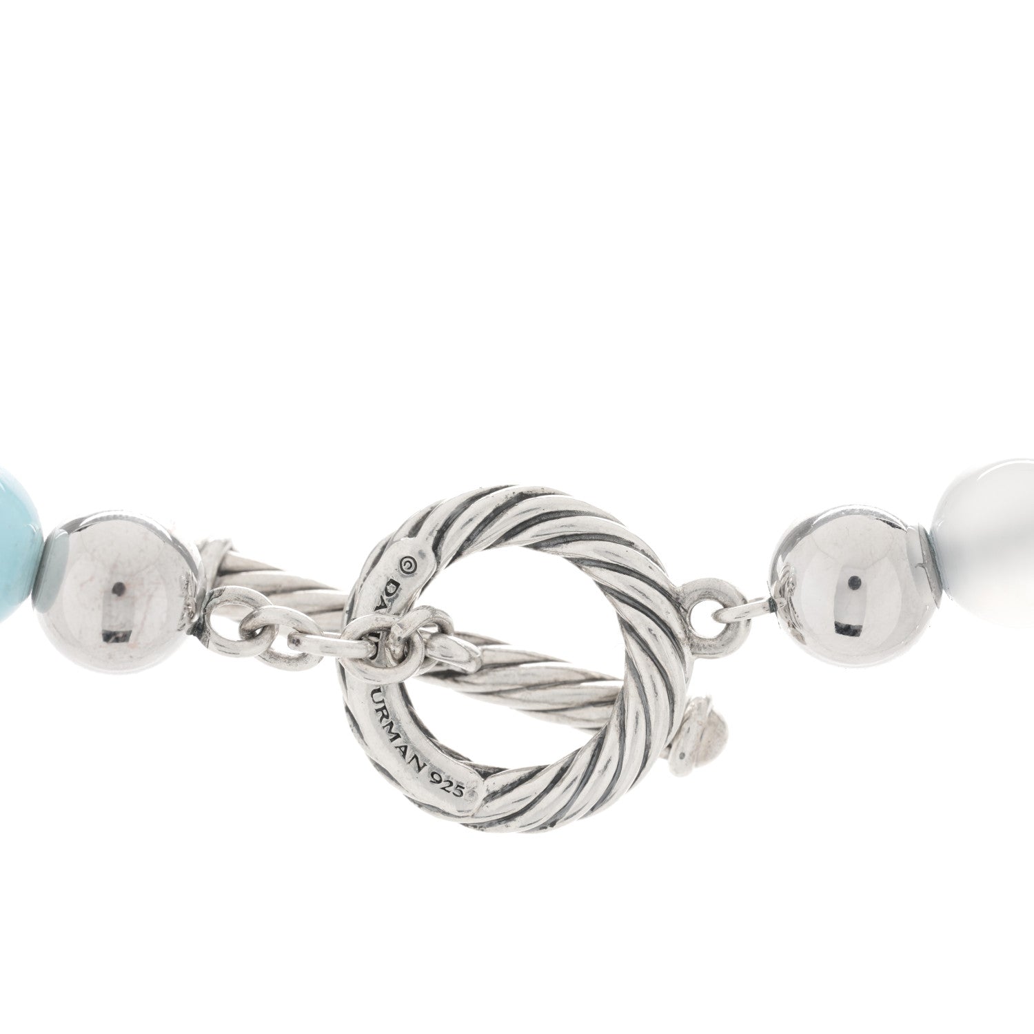 David Yurman Sterling Silver Aquamarine Chalcedony Quartz Elements Long Toggle Necklace 3 of 3