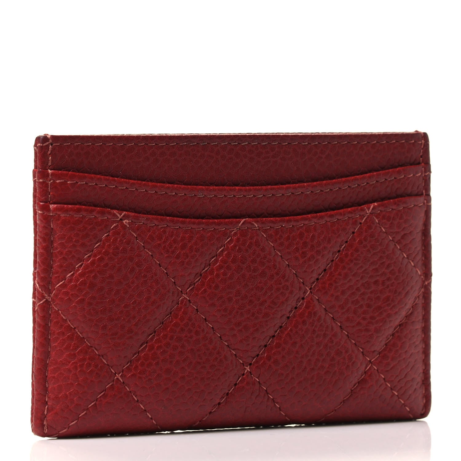 Chanel Caviar Quilted Card Holder Dark Red 2 of 4