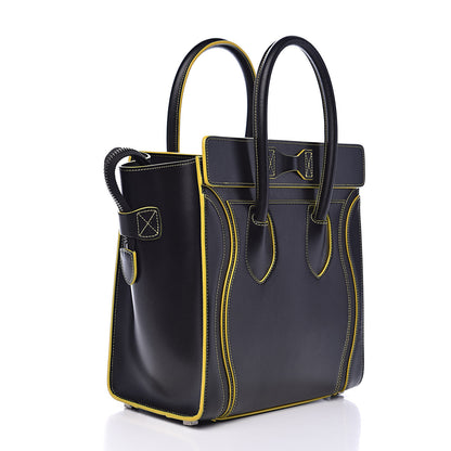 Celine Satin Calfskin Debossed Micro Luggage Black 3 of 10