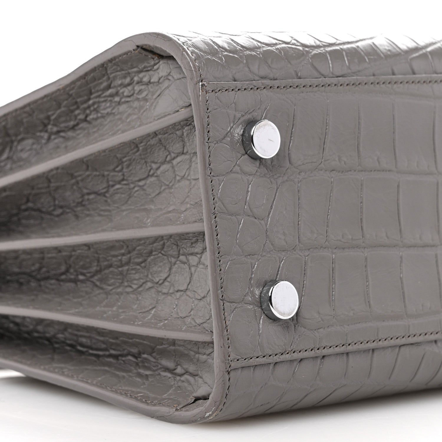 Saint Laurent Calfskin Crocodile Embossed Baby Sac De Jour Fog 9 of 12