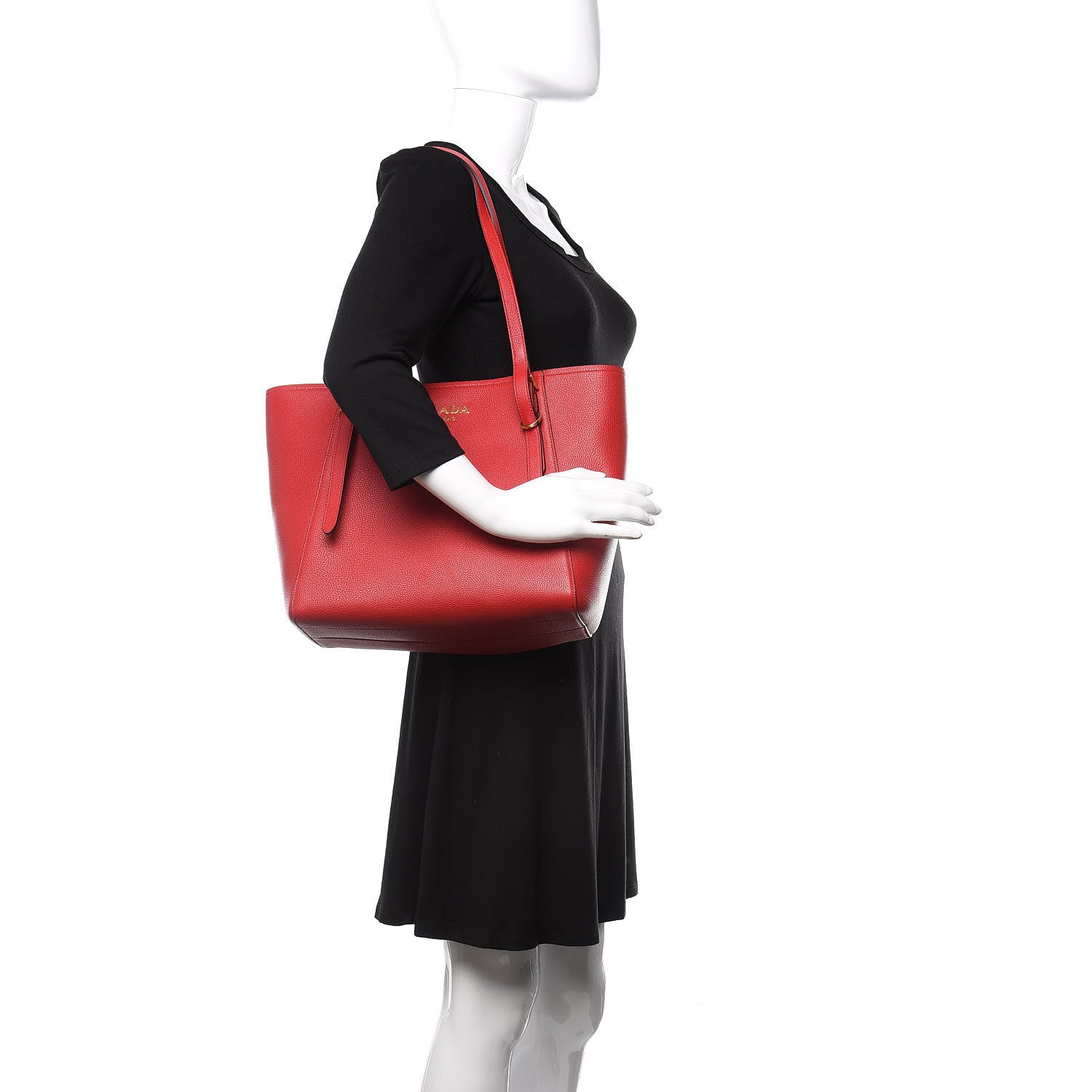 Prada Vitello Daino Shopping Tote Rosso 2 of 11