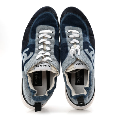Chanel Denim Suede Calfskin Mens CC Sneakers 45 Dark Blue 5 of 8