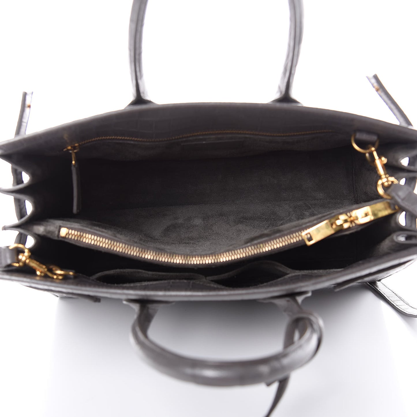 Calfskin Crocodile Embossed Small Sac De Jour Fog