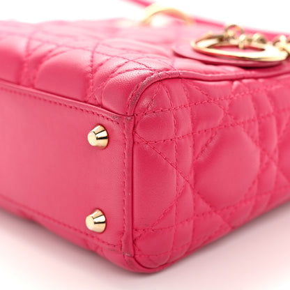 Christian Dior Lambskin Cannage Mini Lady Dior Fuchsia 10 of 12