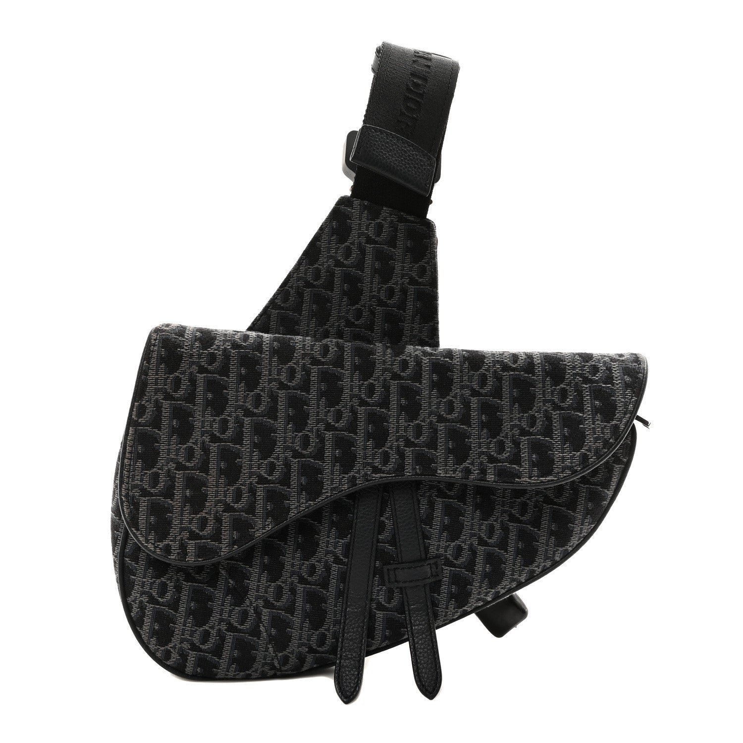 Christian Dior Oblique Mens Saddle Bag Black Blue 1 of 9
