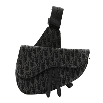 Christian Dior Oblique Mens Saddle Bag Black Blue 1 of 9