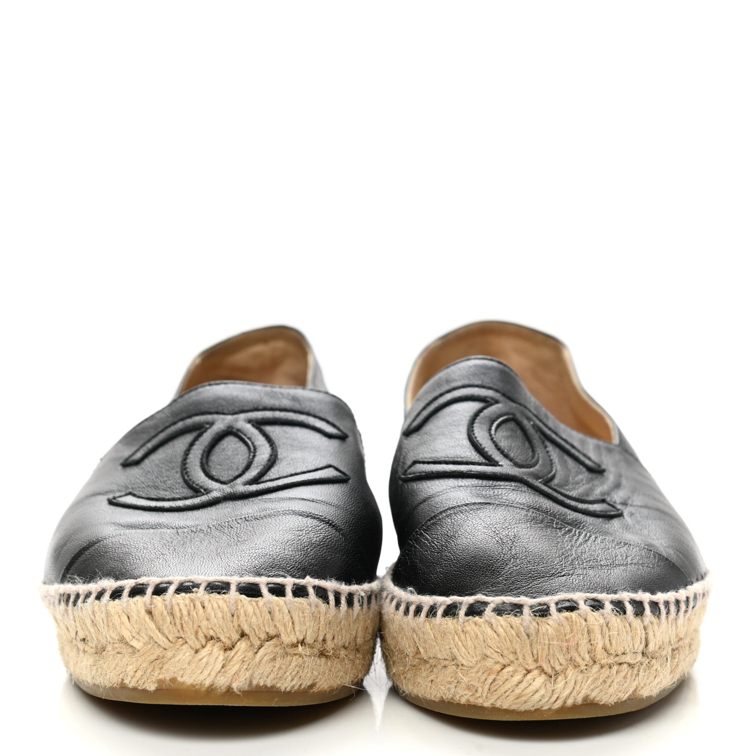 Chanel Lambskin CC Espadrilles 37 Black 2 of 9