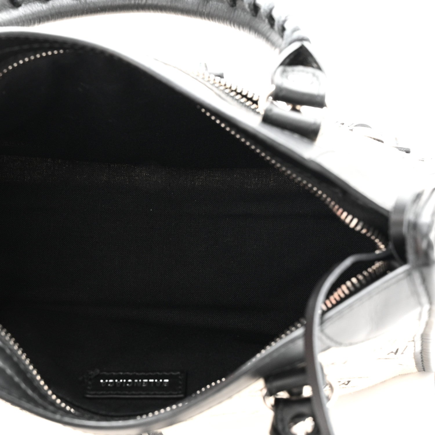Balenciaga Canvas Satin Calfskin Diagonal Allover Logo Print Classic Silver Hardware Mini City Natural Black 6 of 12