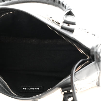 Balenciaga Canvas Satin Calfskin Diagonal Allover Logo Print Classic Silver Hardware Mini City Natural Black 6 of 12