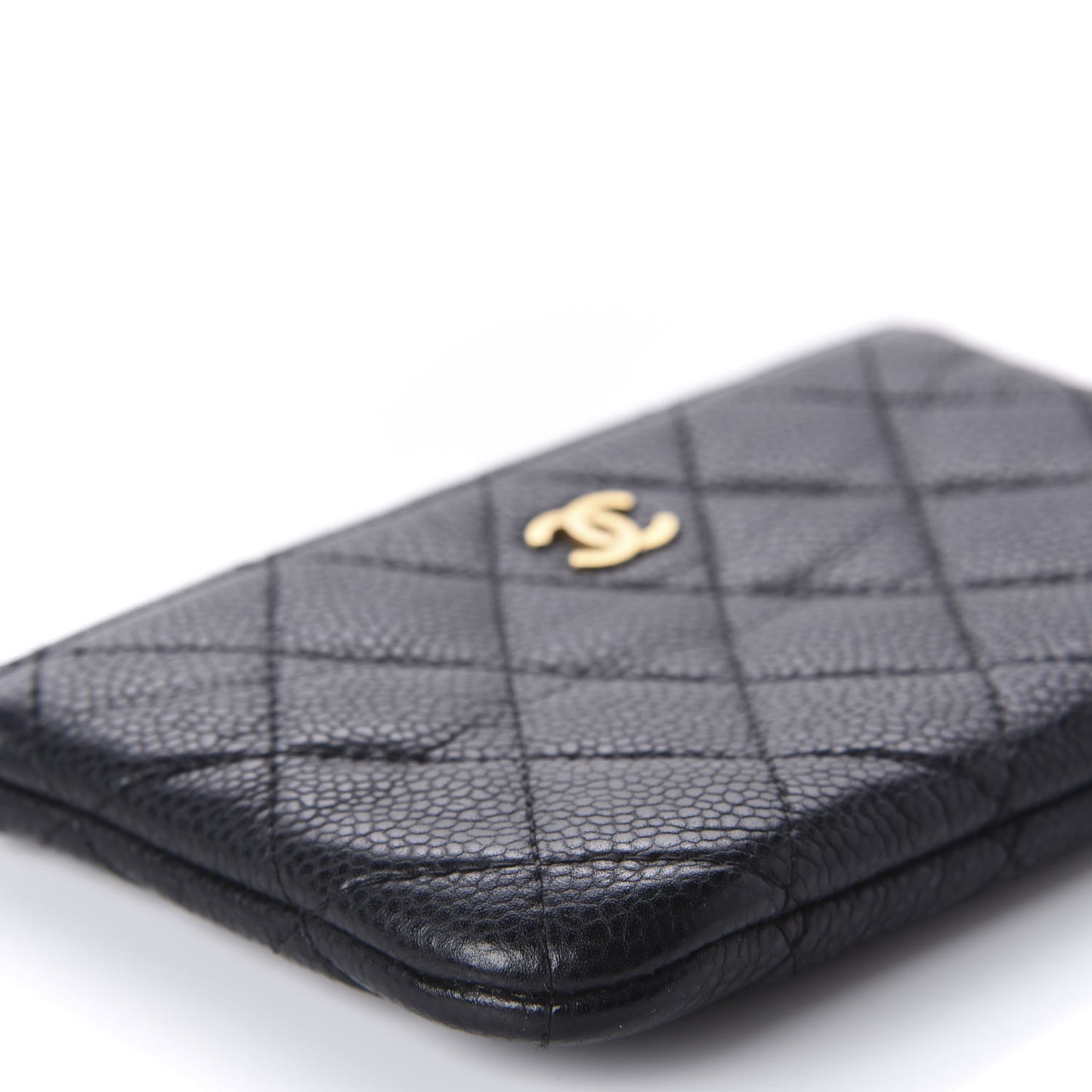 Caviar Quilted Small Cosmetic Case Black