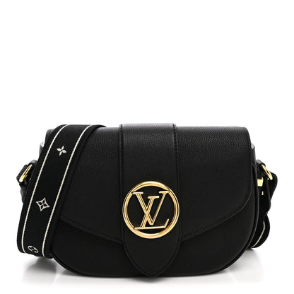 Louis Vuitton Grained Calfskin LV Pont 9 Soft PM Black 1 of 9