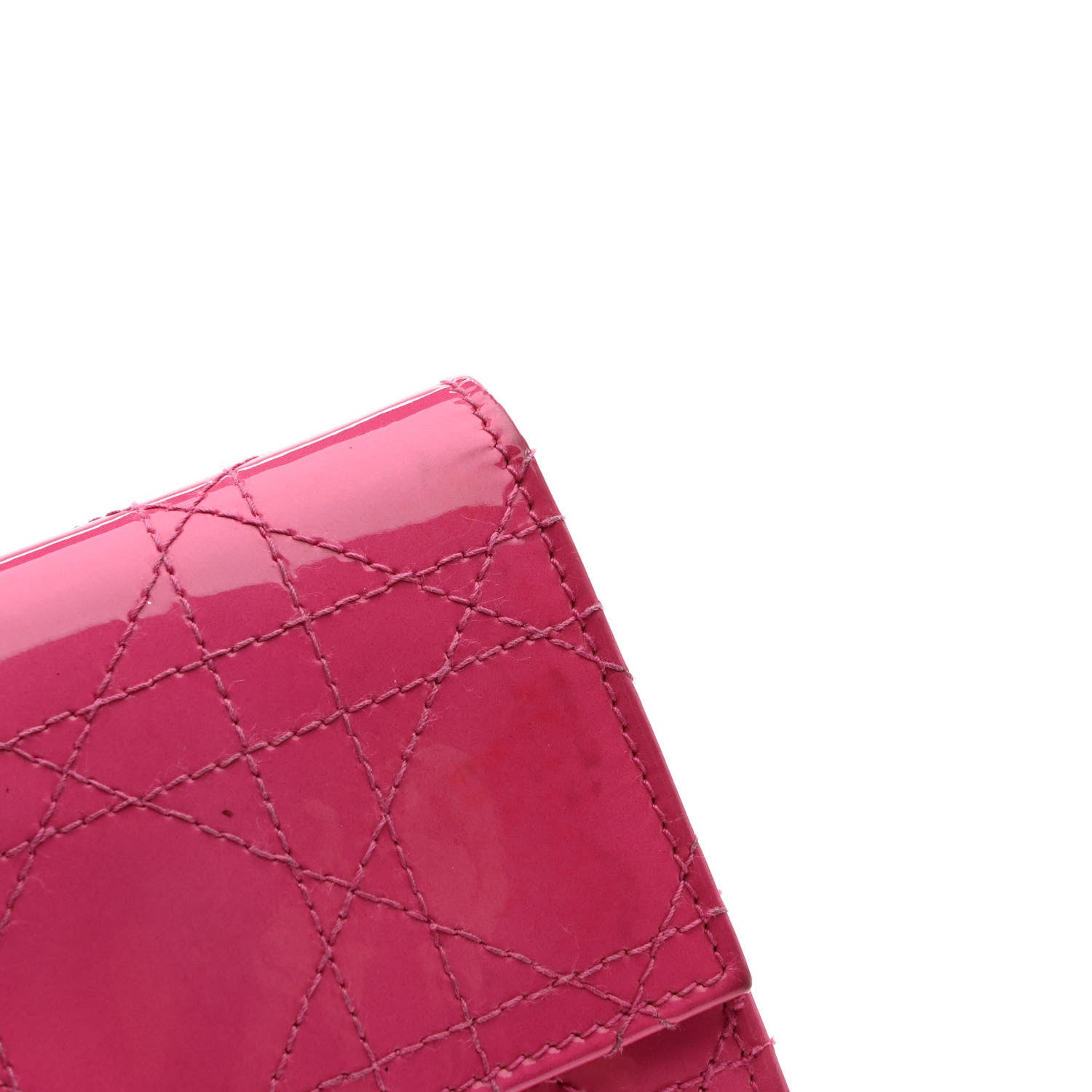 Christian Dior Patent Cannage Rendezvous Chain Wallet Pink 13 of 13