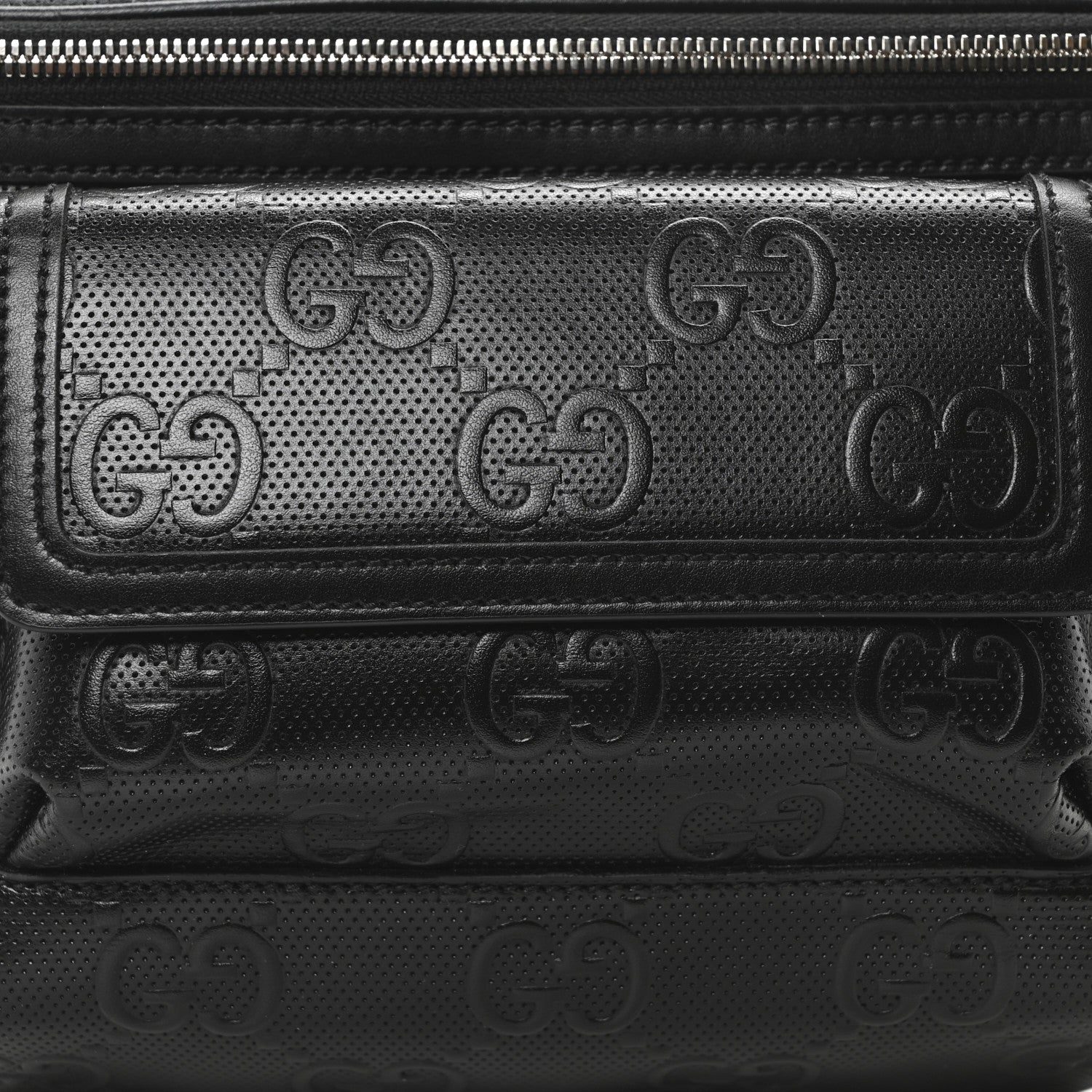 Gucci Calfskin GG Tennis Embossed Pocket Belt Bag Black 8 of 10
