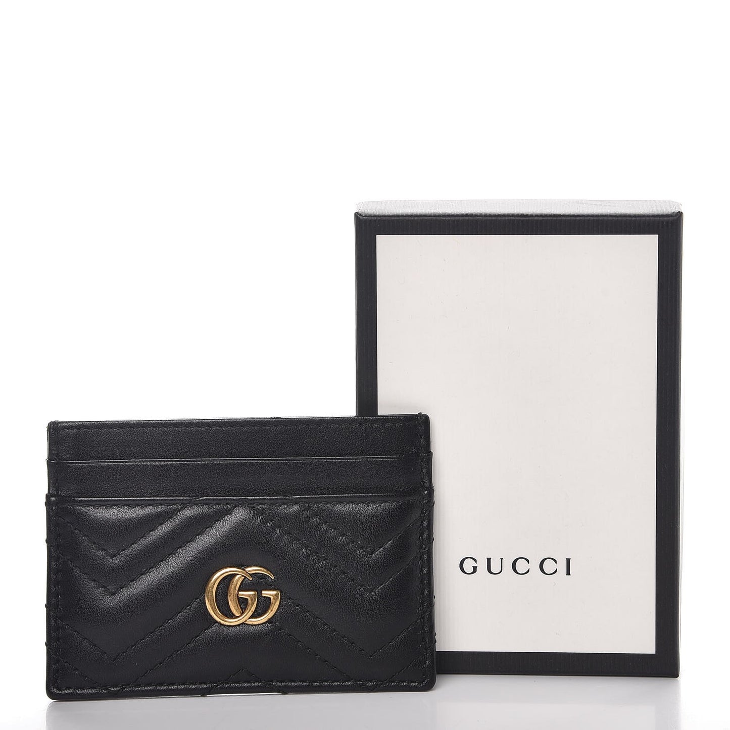 Calfskin Matelasse GG Marmont Card Holder Black