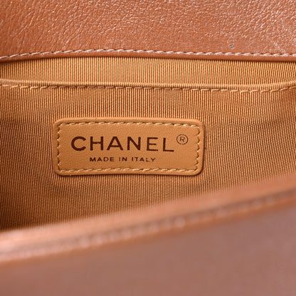 Chanel Metallic Calfskin Quilted Medium Boy Flap Dark Beige 6 of 13