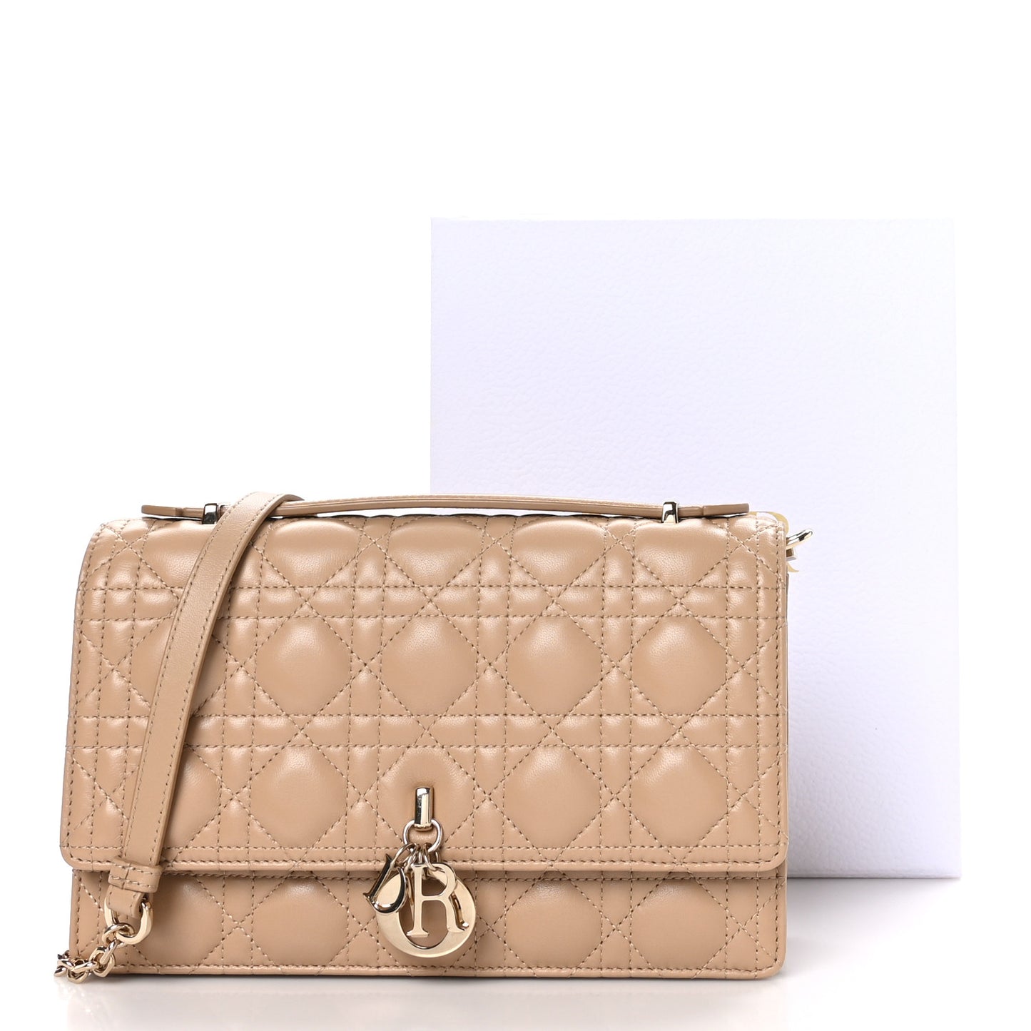 Lambskin Cannage My Dior Top Handle Bag Beige
