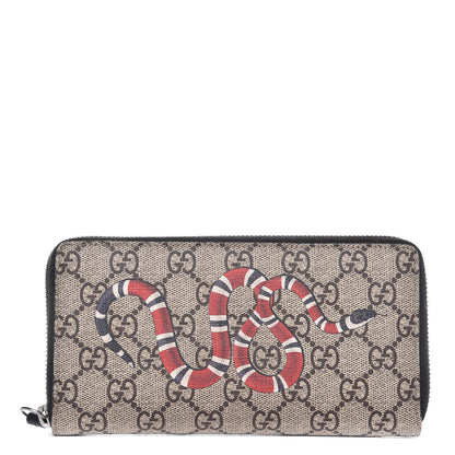 Gucci GG Supreme Monogram Kingsnake Zip Around Wallet Black 1 of 8