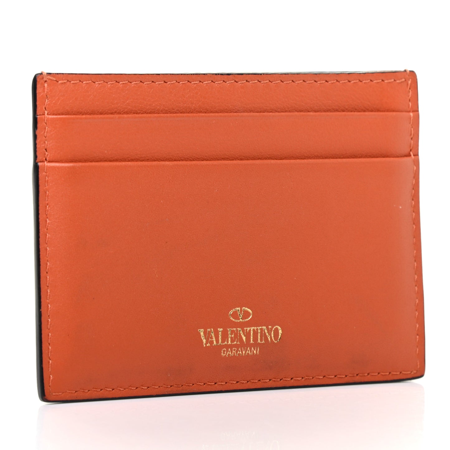Vitello Rockstud Card Holder Orange