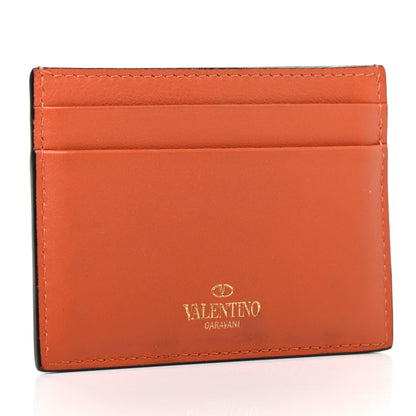 Valentino Garavani Vitello Rockstud Card Holder Orange 3 of 8