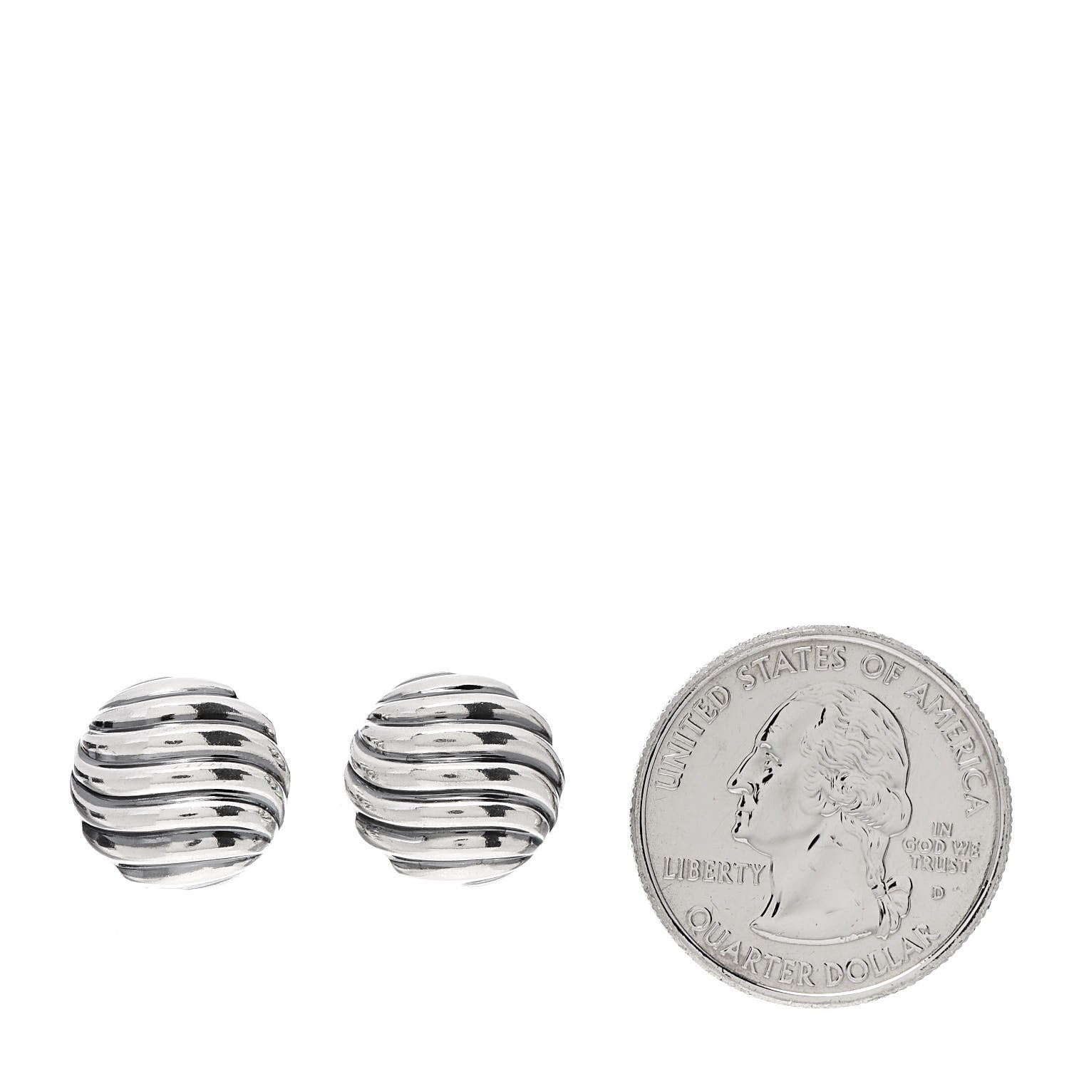 David Yurman Sterling Silver 14mm Sculpted Cable Stud Earrings 2 of 4
