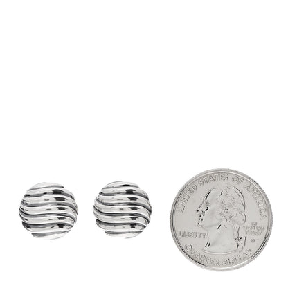 David Yurman Sterling Silver 14mm Sculpted Cable Stud Earrings 2 of 4