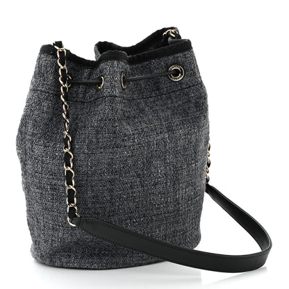 Chanel Lurex Boucle Deauville Drawstring Bag Black 3 of 10